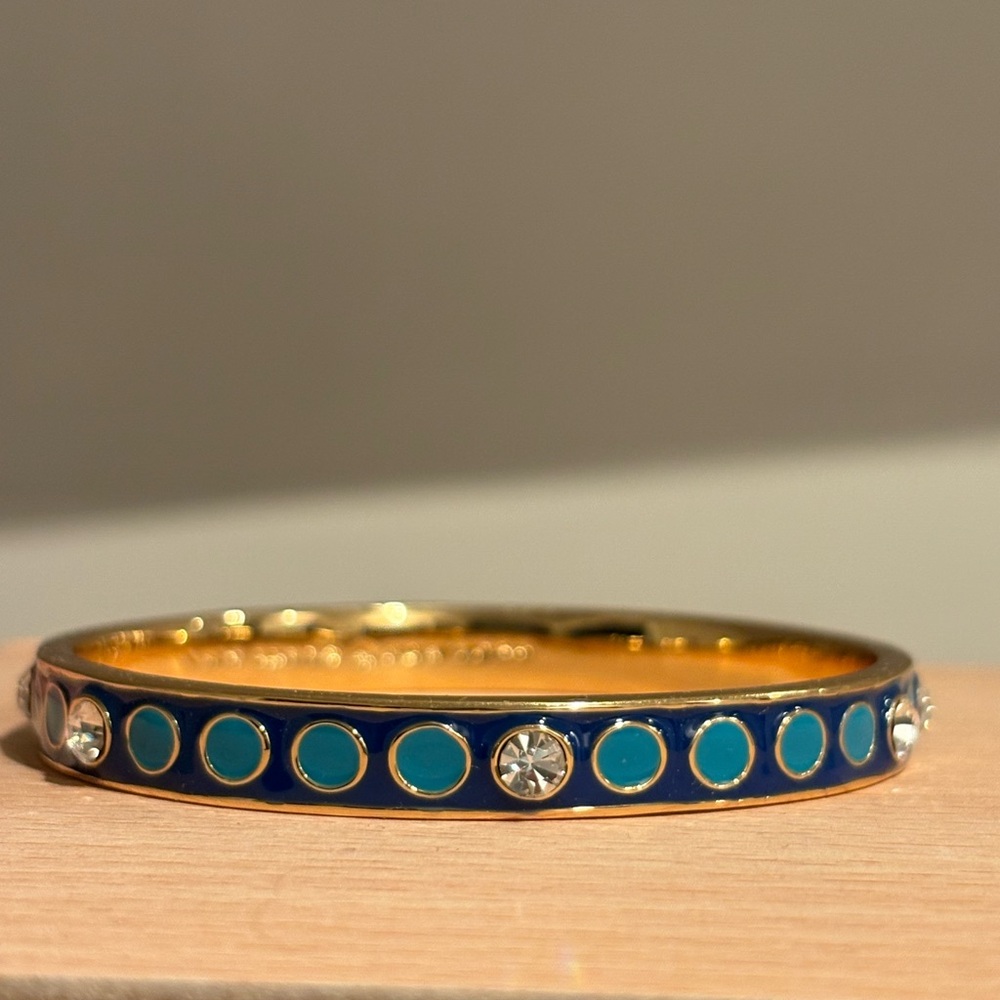 Kate Spade gold and blue enamel-crystal bangle bracelet